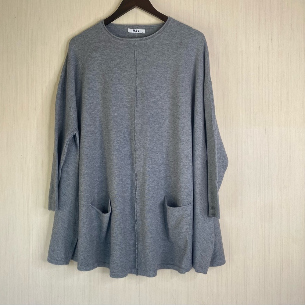 M & V Women’s Plus Sweater Soft Stretchy Oversized Crew Neck 2X/3X